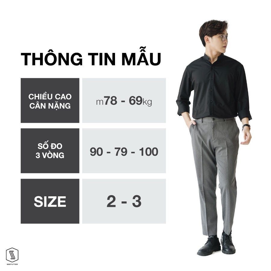 Áo Sơ mi cổ tàu nam SSSTUTTER sơ mi dài tay trắng đen vải bamboo chống nhăn xù bai màu thoáng mát linh hoạt Man Shirt | BigBuy360 - bigbuy360.vn