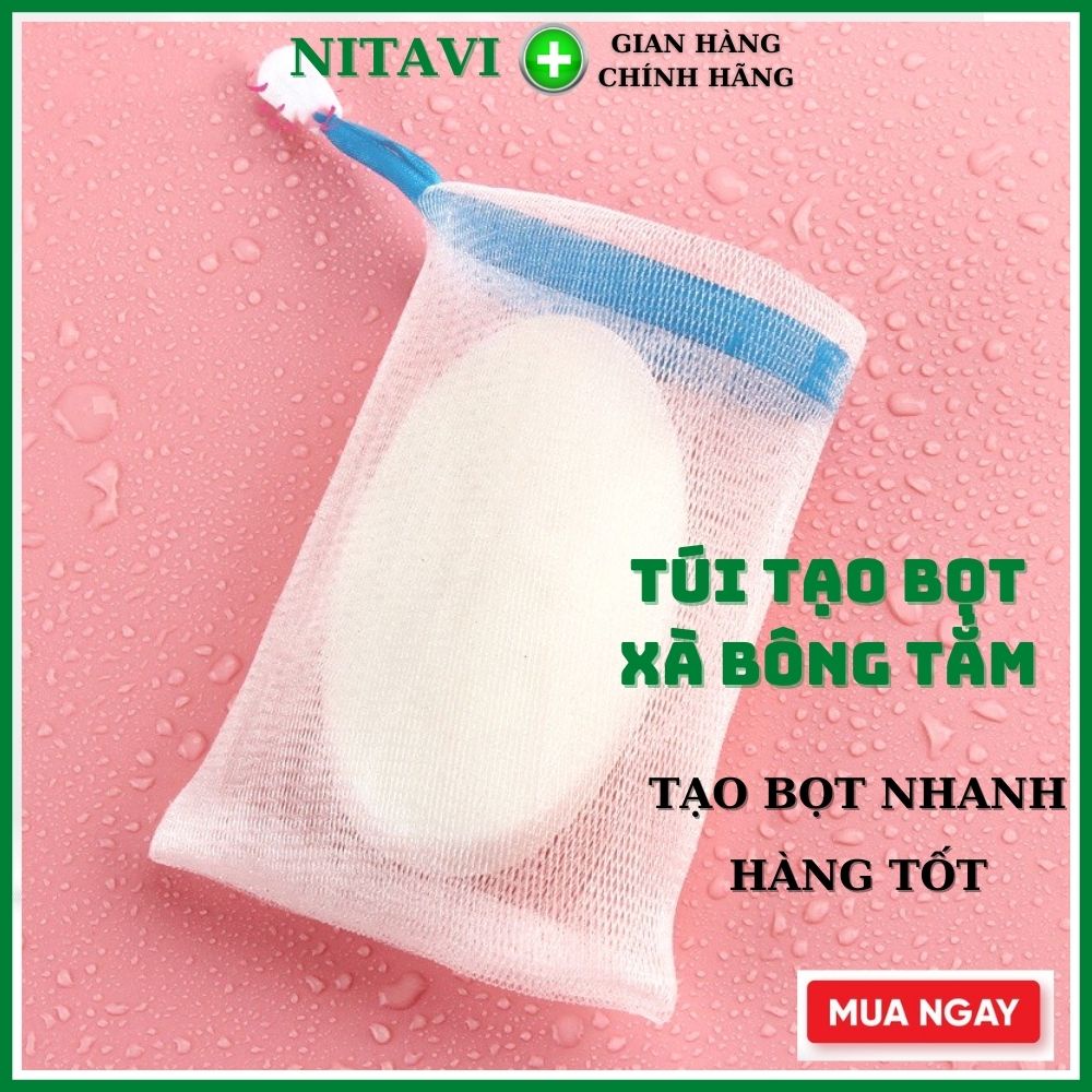 Túi Lưới Tạo Bọt Xà Bông xà phòng tắm tạo Bọt Nhanh Loại Dày Dặn Có Dây Treo