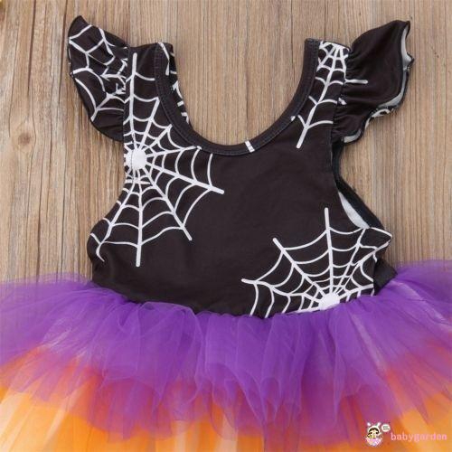 ღ♛ღBest Halloween Kids Baby Girls Lace Ruffle Tutu Skirt Tulle Dresses Cosplay Clothes