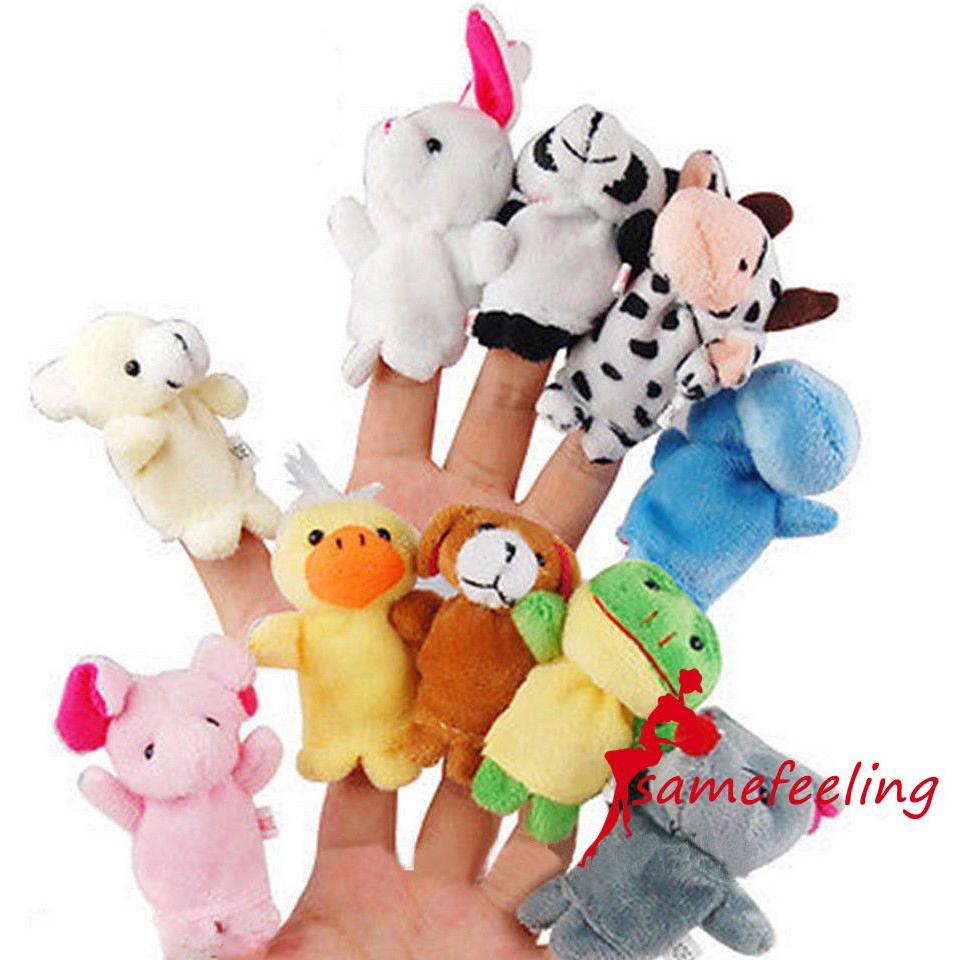 Set 10 con rối đeo ngón tay bằng vải hình các con vật dùng để kể chuyện giáo dục dành cho các bé