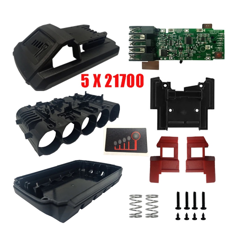 Vỏ mạch Milwaukee 5s-1p 18V 4AH cell 21700, nhận sạc zin. BN.