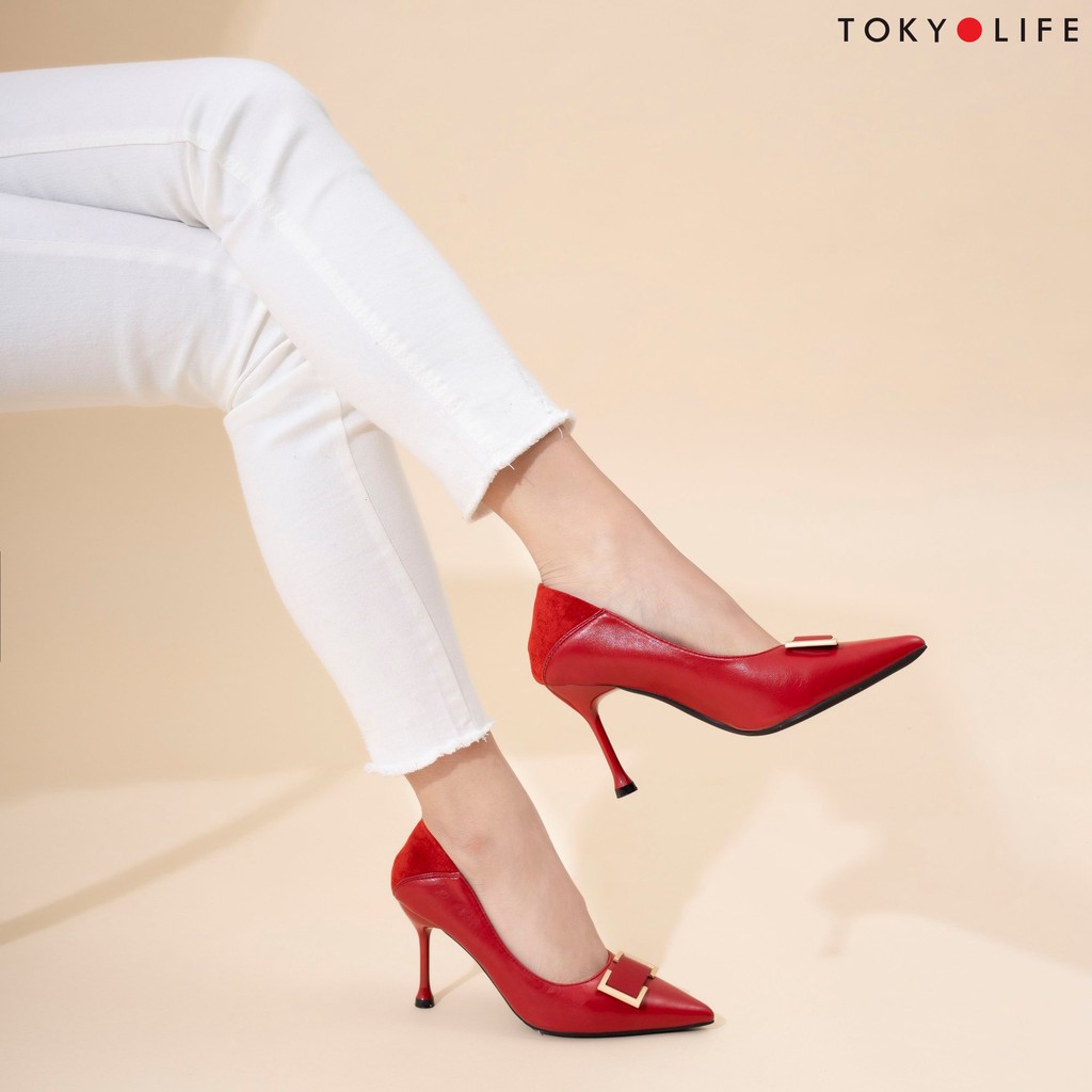 Giày cao gót nữ gót gập mũi nhọn TOKYOLIFE E9SHO609I