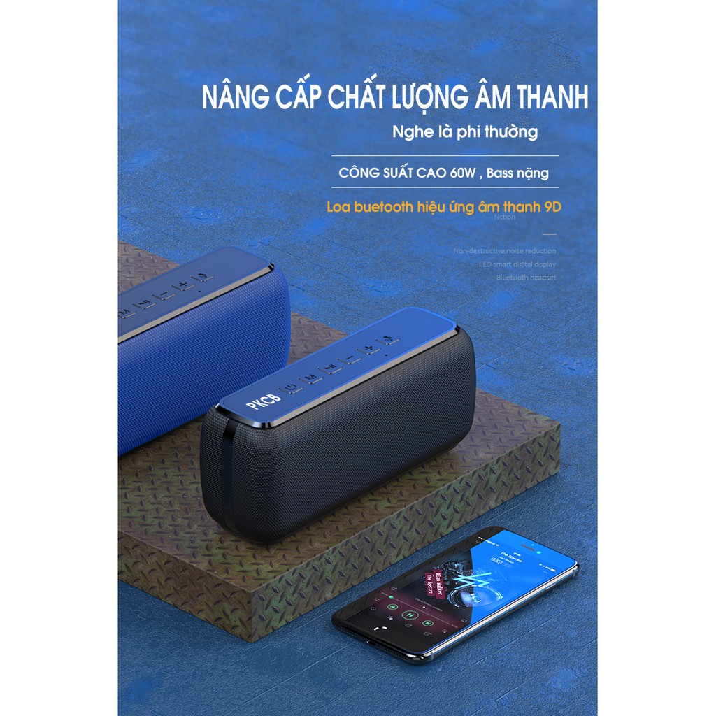 Loa bluetooth PKCB92 không dây 60W IPX5 sạc nhanh Type C Chip DSP - Hàng chính hãng