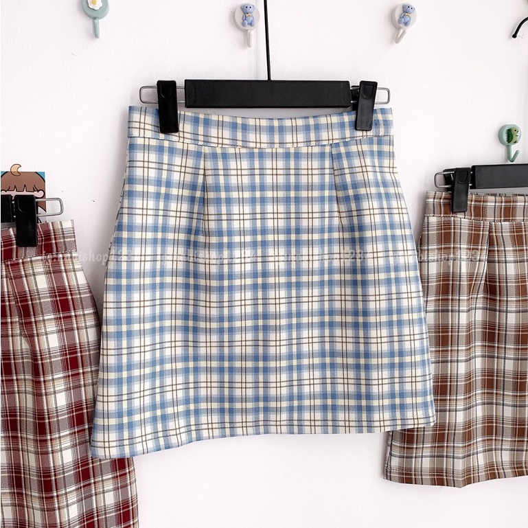 Chân Váy Chữ A Caro Ulzzang Mã CV7886 (ẢNH THẬT)