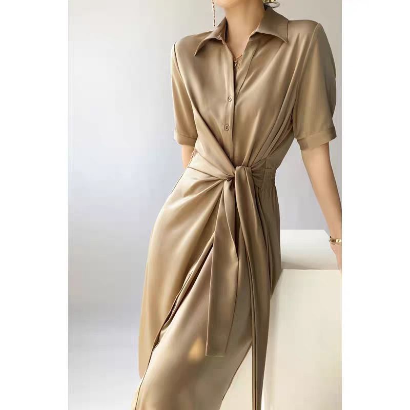 Đầm Sơ Mi Cao Cấp Dáng Dài Chiết Eo Thời Trang Mùa Hè Năm 2021 Dành Cho Nữ