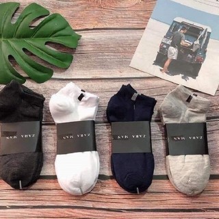 Tất Nam Nữ Zara Trơn Cổ Ngắn Thời Trang Cao Cấp Chất Cotton 100% Co Giãn Thấm Hút Tốt Hàng Nhập Khẩu Chính Hãng GC25