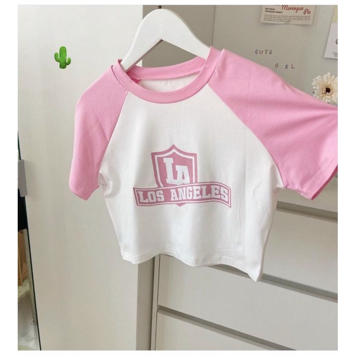 Áo croptop thun borip cao cấp tay ngắn phối màu cực đẹp