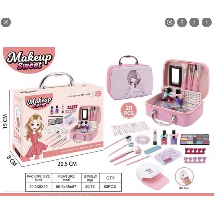 Đồ chơi trang điểm cho bé gái, Bộ đồ chơi trang điểm Dễ Dàng Làm Sạch bằng Nước và An Toàn Cho Bé Gái