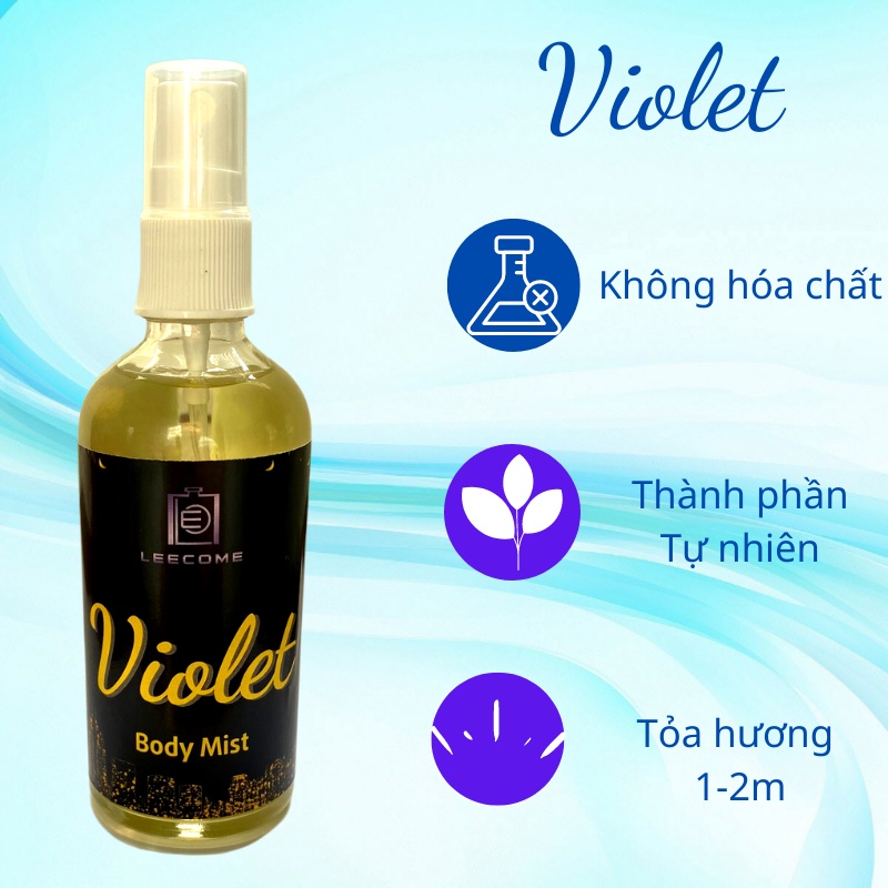 Body mist xịt thơm body LEECOME hương nước hoa siêu thơm lưu hương lâu, dưỡng ẩm cho da