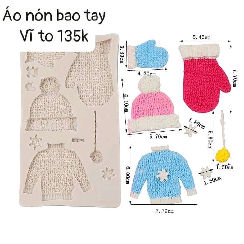 Khuôn áo, nón, bao tay silicon trang trí bánh, thạch, xôi xinh xỉu