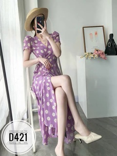 Bigsize Đầm maxi cúc tím D421