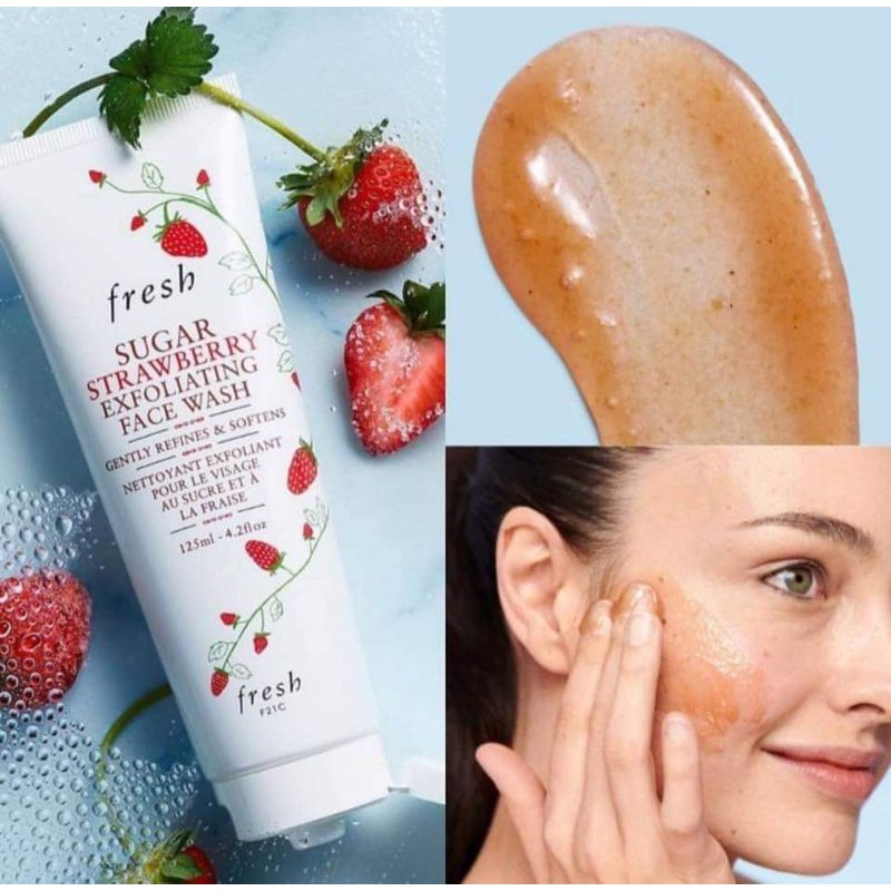 Sữa rửa mặt tẩy da chết Fresh 𝑺𝒖𝒈𝒂𝒓 𝑺𝒕𝒓𝒂𝒘𝒃𝒆𝒓𝒓𝒚