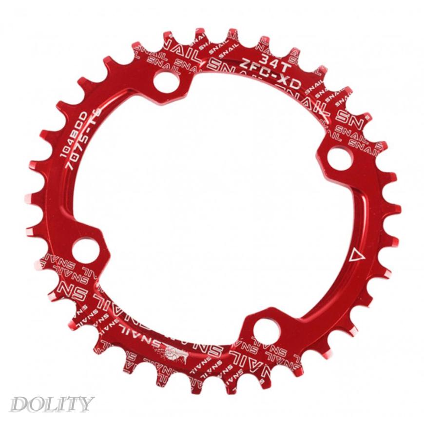 [DOLITY]Bike Chainring 104 BCD Single Speed Chain Ring 32T 34T 36T 38T Red  32T