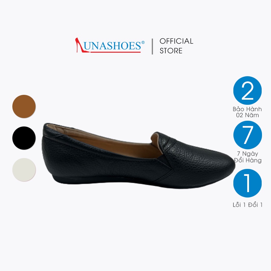 Giày bệt nữ mũi tròn da bò mềm LUNASHOES 1068 đế bằng bảo hành 2 năm êm chân dễ đi