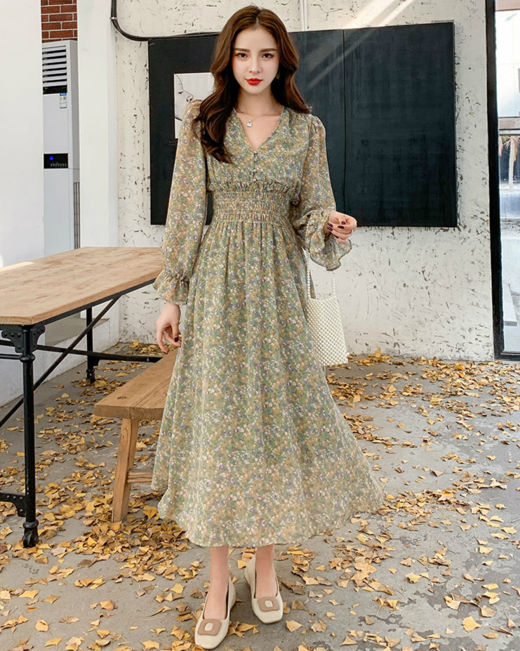 Đầm voan dài tay thời trang thanh lịch có size S-3XL dành cho nữ | BigBuy360 - bigbuy360.vn