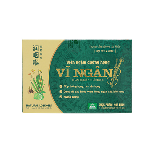 Viên ngậm ho thảo dược Vĩ Ngân hộp 100 viên - Tiêu viêm , dưỡng họng , giảm đau mau lành tổn thương niêm mạc - VN1 01
