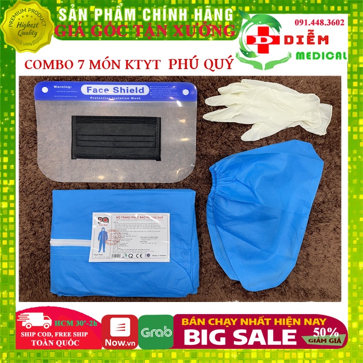 [CHÍNH HÃNG] Đồ Bảo Hộ Y Tế, Quần Áo Chống Dịch, BH Lao Động PHÚ QUÝ Combo 7 món 4 món Vải Dày Đẹp An Toàn Người Lớn