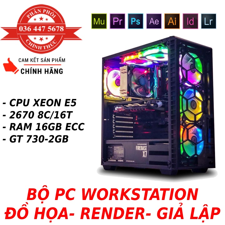 [ Mới 100% ] BỘ PC WORKSTATION ĐỒ HỌA - RENDER - GIẢ LẬP XEON E5-2670 / 16GB / 2GB / VGA GT730 2GB