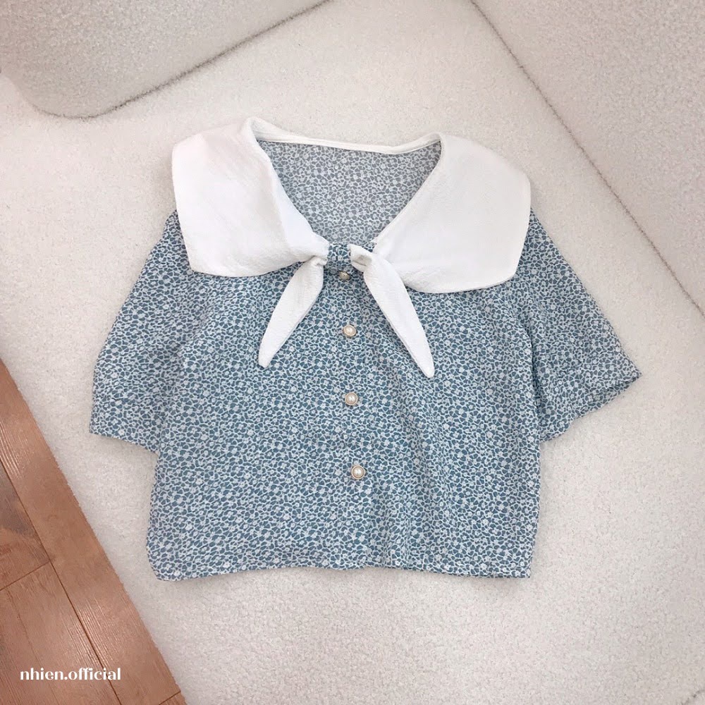 Áo Kiểu Nữ Hoa Thắt Nơ_Nhienvintage BA46
