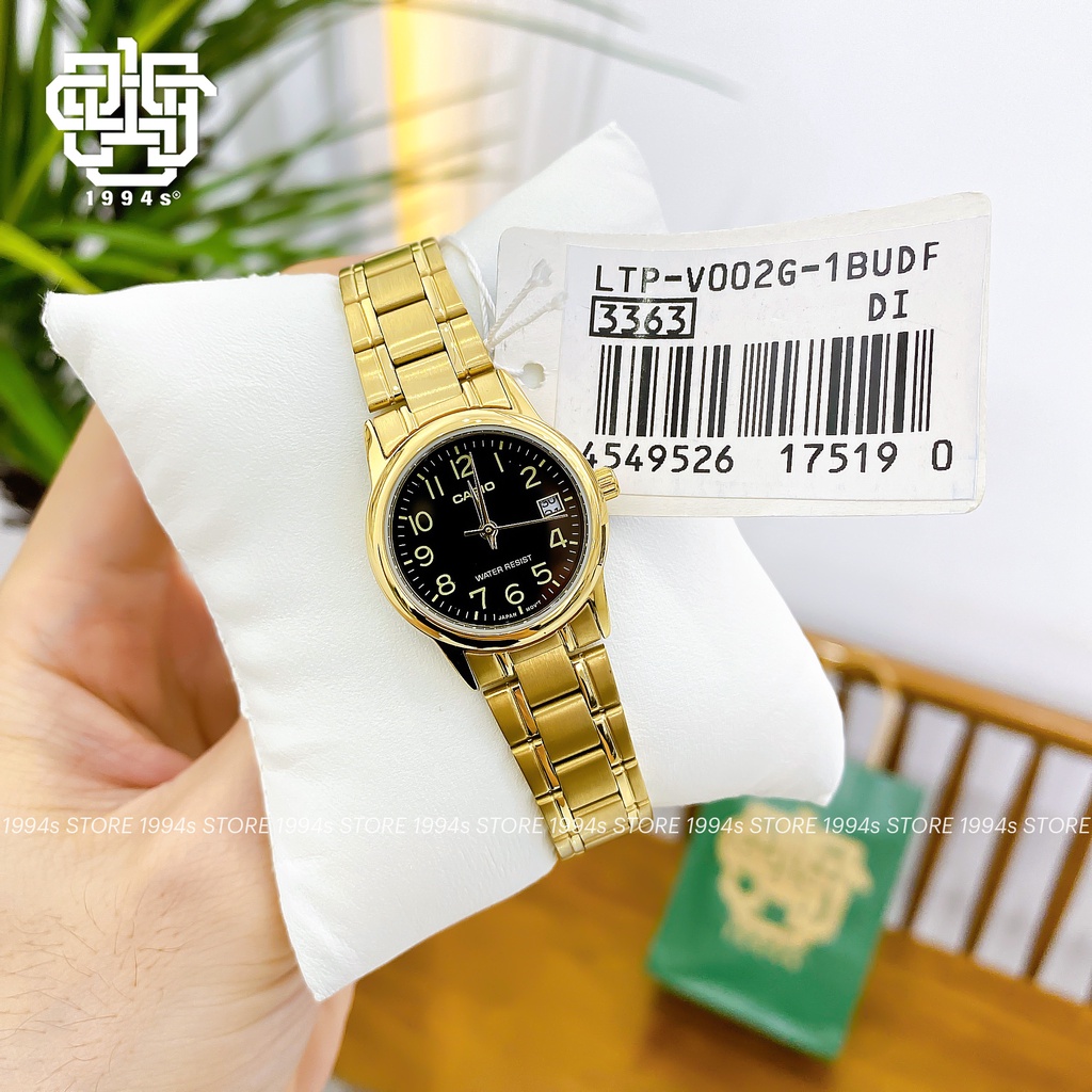 Đồng hồ nữ Casio LTP-V002G-1B dây thép không gỉ, chống nước, hàng chính hãng