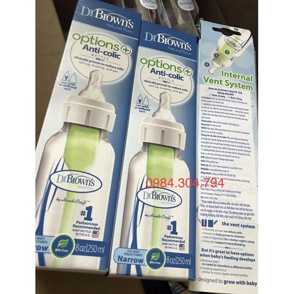 Bình Sữa Dr Brown's Options Plus Cổ Hẹp (cổ thường) bình nhựa Dung Tích 60ml/120ml/250ml