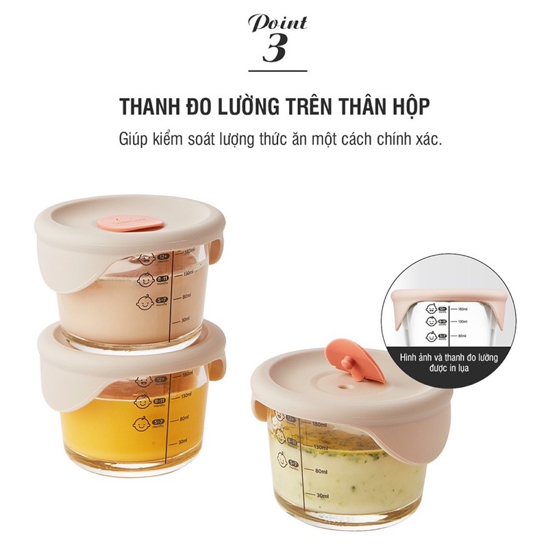 Bộ Hộp Đựng Thức Ăn Cho Bé Lock&Lock Có Vạch Chia LLG508S3 230ml/ LLG510S3 260ml - Hàng Chính Hãng