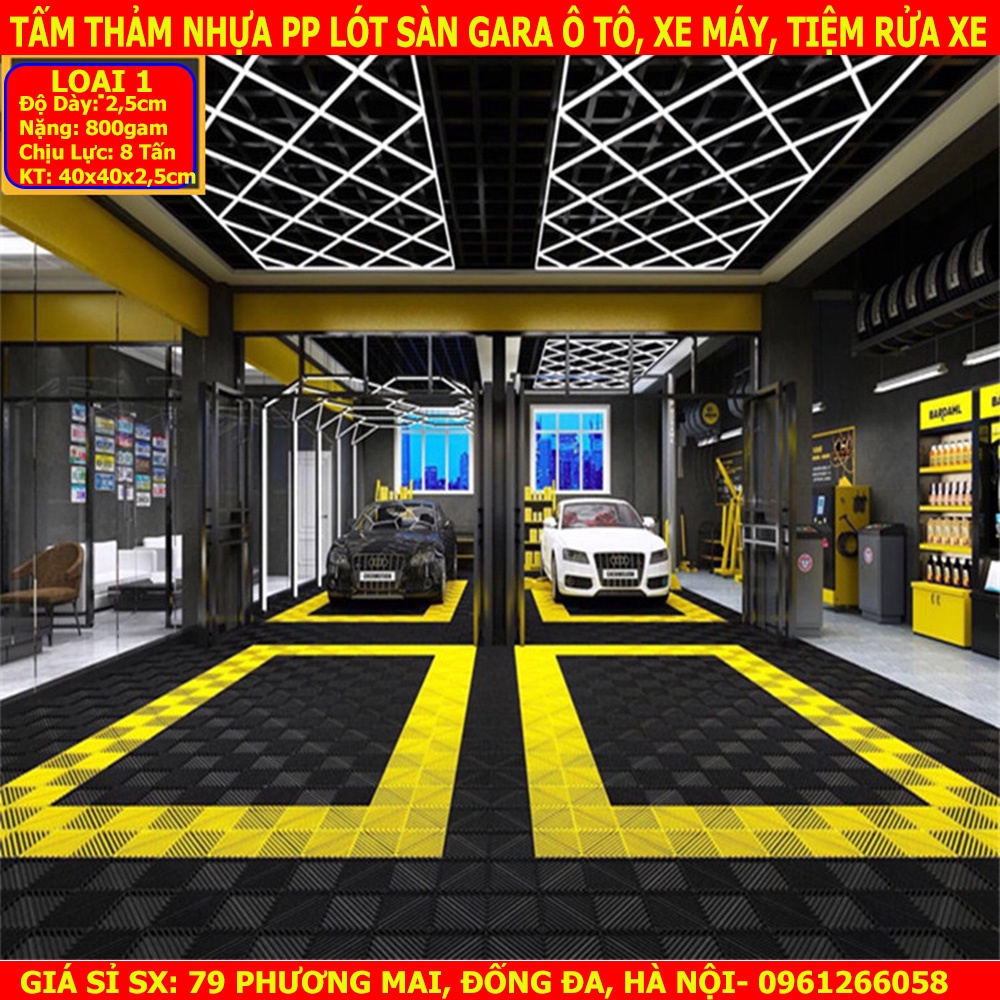 Tấm Lót Sàn Nhựa PP Cho Garage Ô Tô, Trung Tâm Chăm Sóc Xe Ô Tô