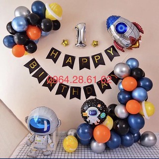 sét bóng happy birthday trang trí sinh nhật cho be trai phi hành gia vũ trụ