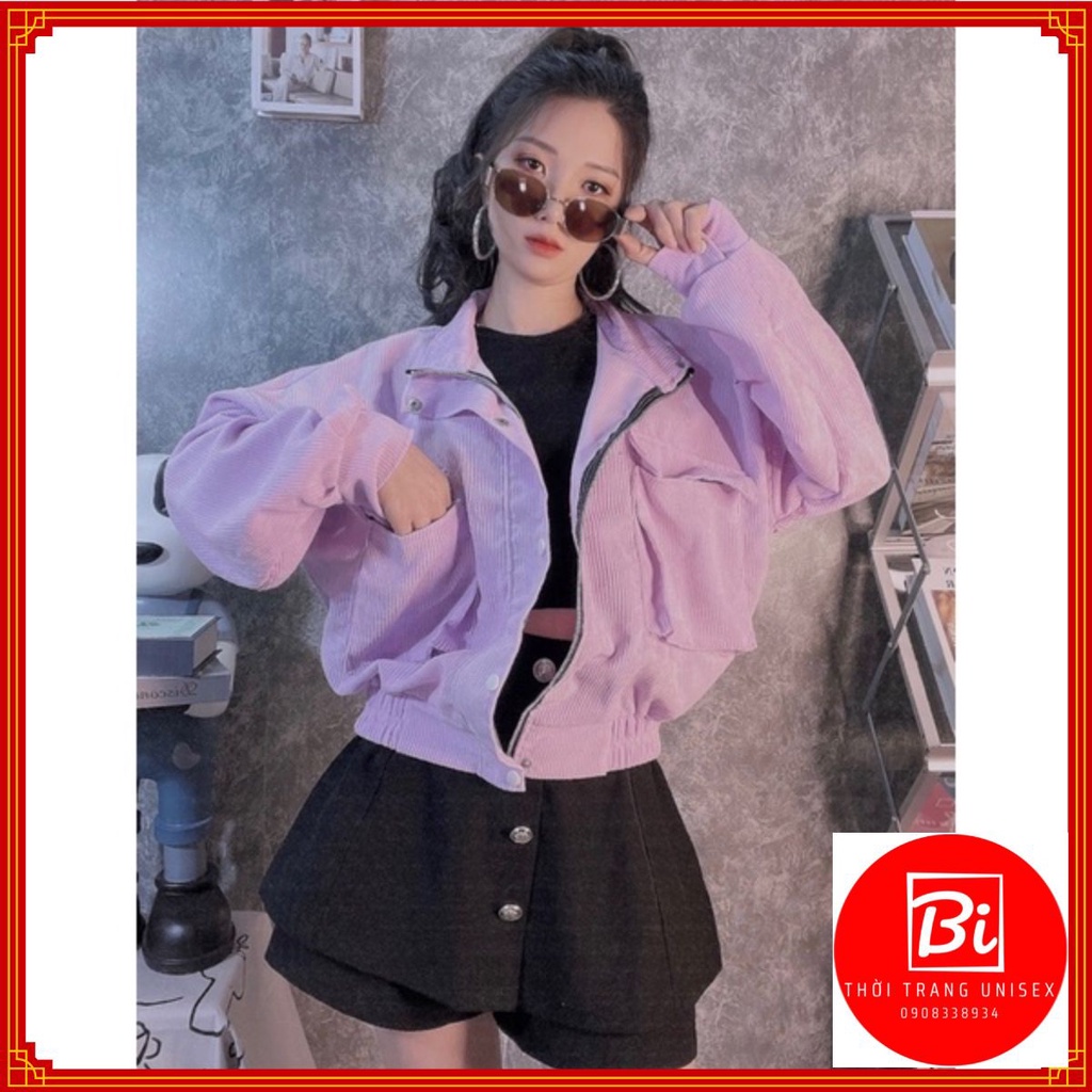 AK62_Áo Khoác Cổ Trụ Phom Rộng Tay Cánh Dơi_Chất Nhung Tăm Loại 1 Vải Cực Mát Dày Dặn