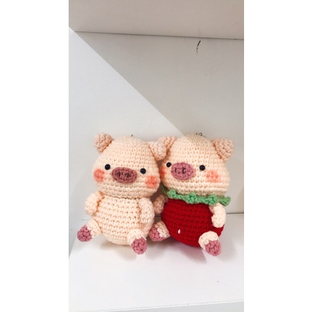 móc khóa heo ú nu bằng len handmade