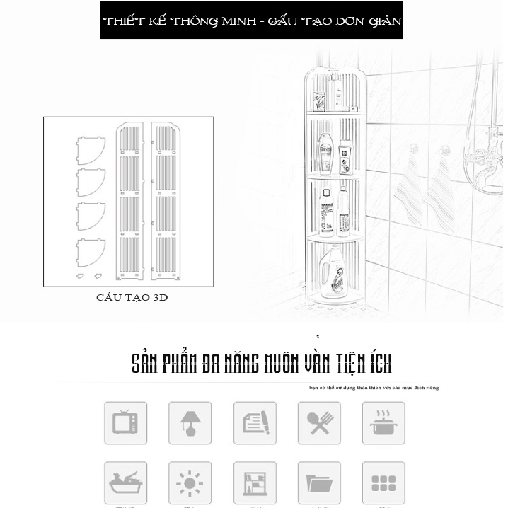 Kệ góc nhà tắm Gapi sắp xếp đồ dùng phòng tắm ngăn nắp
