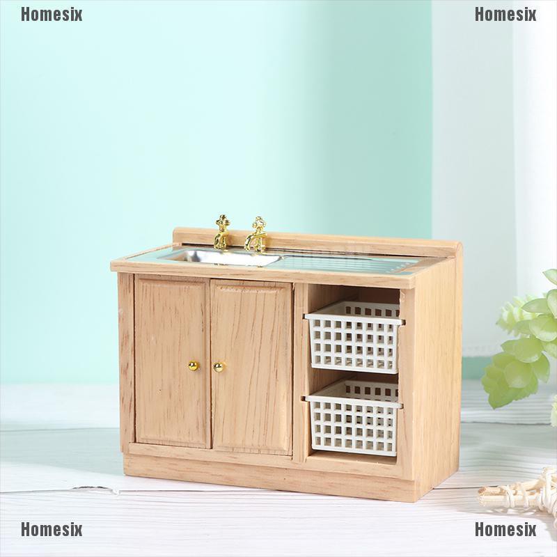 [HoMSI] 1:12 Wooden Dollhouse Furniture Basin Sink Cupboard Cupboard Cabinet SUU