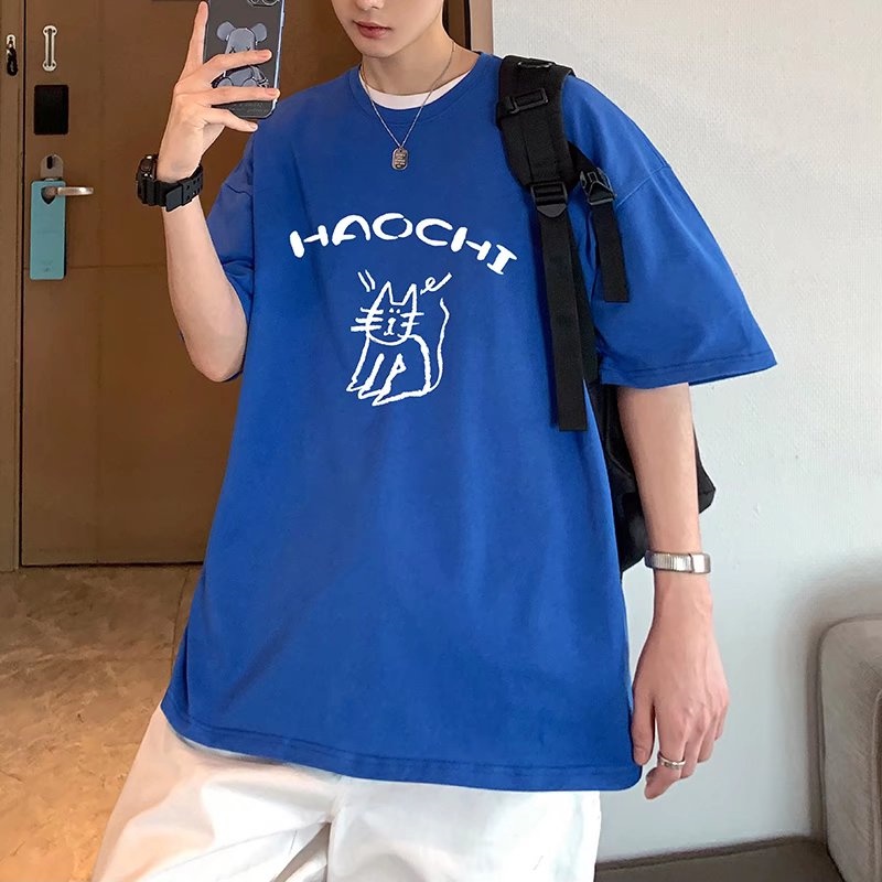 Áo Thun unisex Dáng Rộng Tay Ngắn In Chữ Phong Cách Hàn Quốc Thời Trang Mùa Hè Thoải Mái Size M-5XL