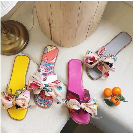 Dép quai hình chữ H đính nơ thời trang cho nữ