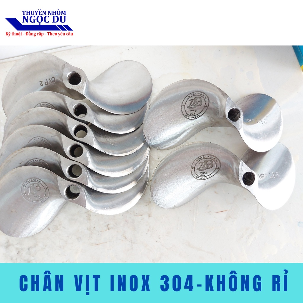 Chân Vịt Inox 2 Cánh 9HP, Lỗ Ren 16mm, Phù hợp động cơ xăng - cốt thẳng, Chân Vịt Chạy Thuyền, Chạy Xuồng