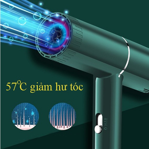 Máy Sấy Tóc Mini Chính Hãng, Máy sấy Công Suất Lớn 1300W - 2 chiều Nóng Lạnh( Tặng móc treo)