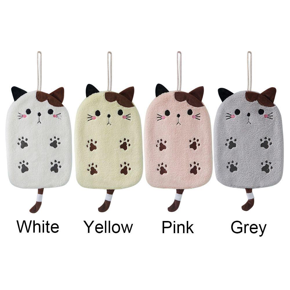 Khăn Lau Tay Vải Nhung San Hô Thêu Họa Tiết Dễ Thương Treo Tường Tiện Dụng Cho Nhà Tắm