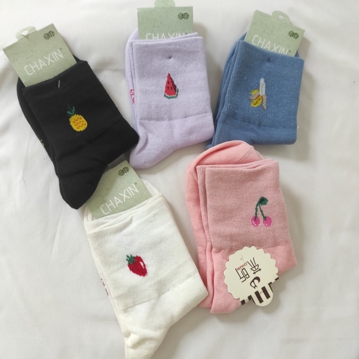 Vớ cao cổ trái cây màu vintage, tất cổ cao thun len ulzzang NEKO