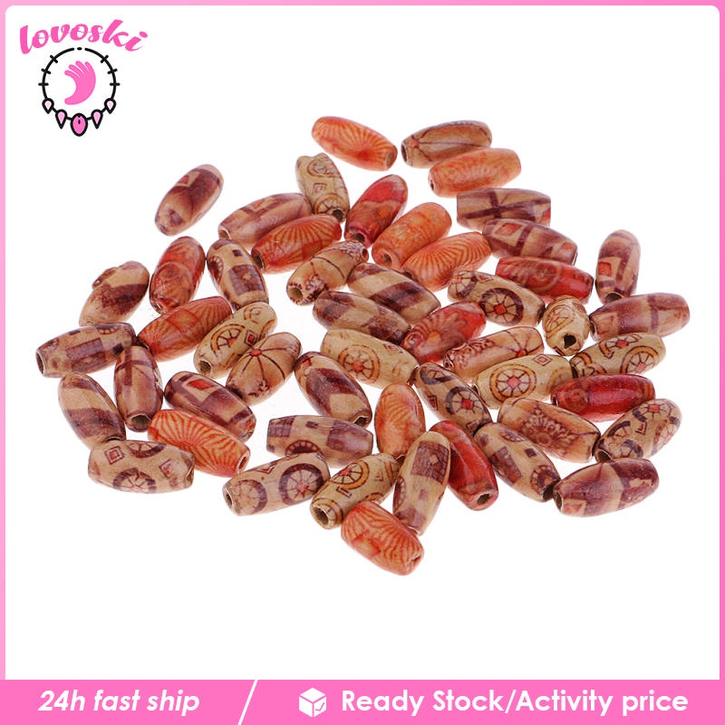 Set 50 Hạt Gỗ 15mm Làm Trang Sức Phong Cách Châu Âu