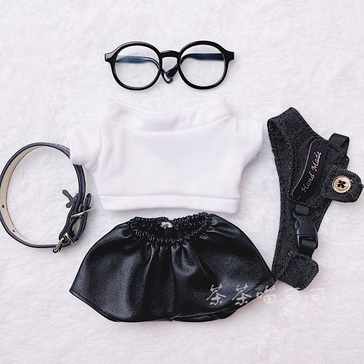 20cm baby clothes spot black and white trendy pants vest suit collar 20cm cotton doll clothes fat body cool cover