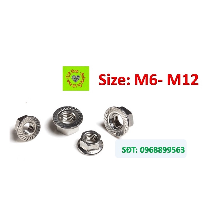 Đai ốc liền long đen, Ecu liền long đen, Tán liền long đền size từM5-M16 inox 201, inox 304 DIN 6923