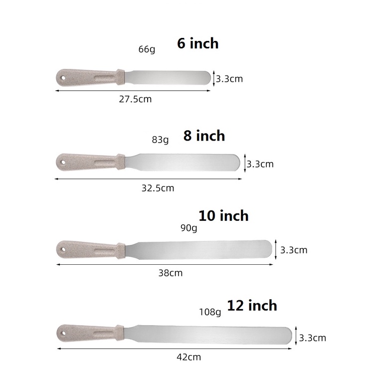 Dao chà láng bánh kem bằng thép không gỉ tiện dụng 6 / 8 / 10/12 Inch