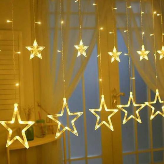 (HÀNG MỚI) Đèn Nháy Thả Mành Sao Trang Trí Hình Ngôi Sao 5M 12 Bóng LED