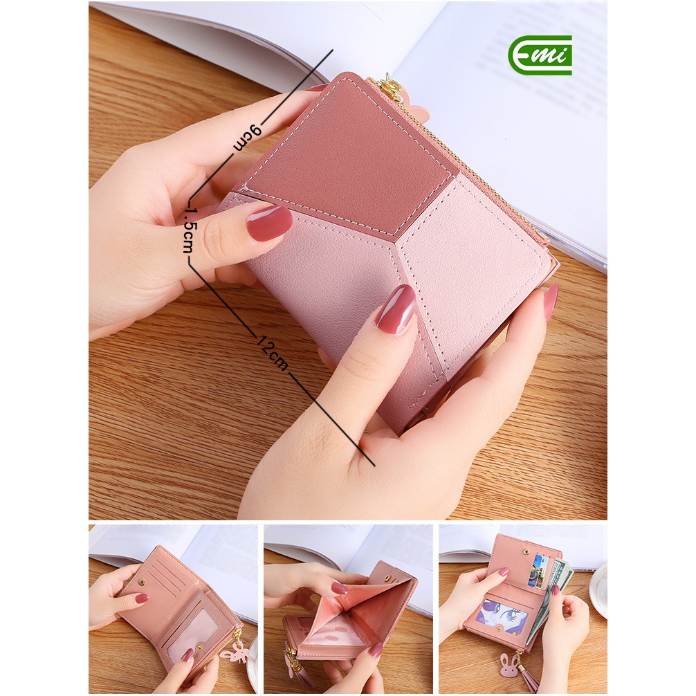 Ví nữ mini phối màu móc khóa xinh xắn EMI VE16