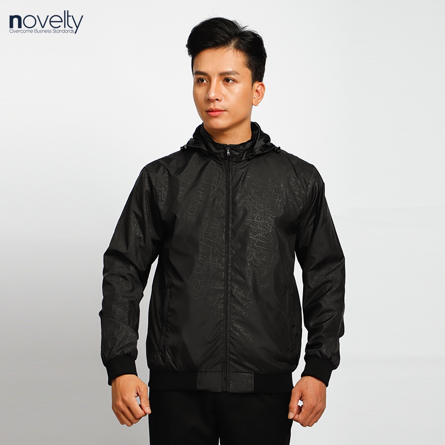 Áo jacket nam in chìm nón rời Novelty trượt nước màu đen 2203242