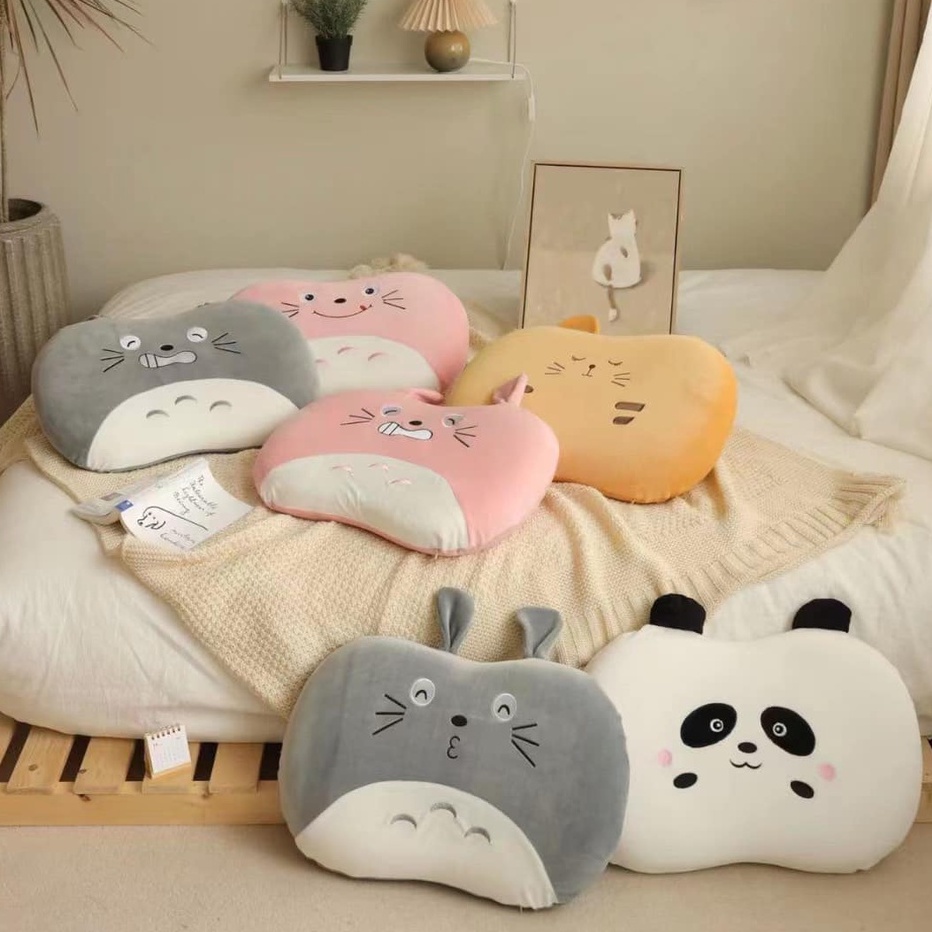 Gối Cao Su Non Bụng Mèo Họa Tiết Cute  - Gối Cao Su Cao Cấp Cho Bé