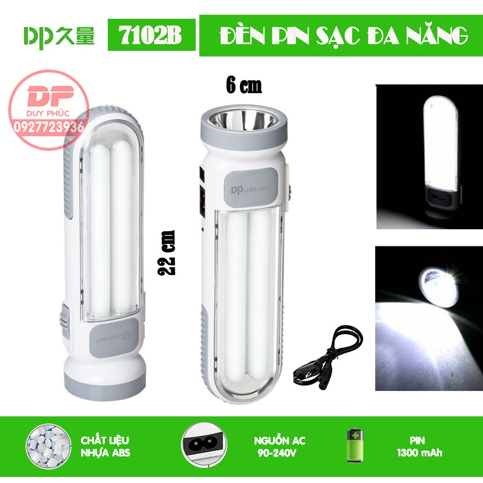 ĐÈN PIN SẠC ĐIỆN CAO CẤP 3 CHẾ ĐỘ CHÍNH HÃNG DP 7102B