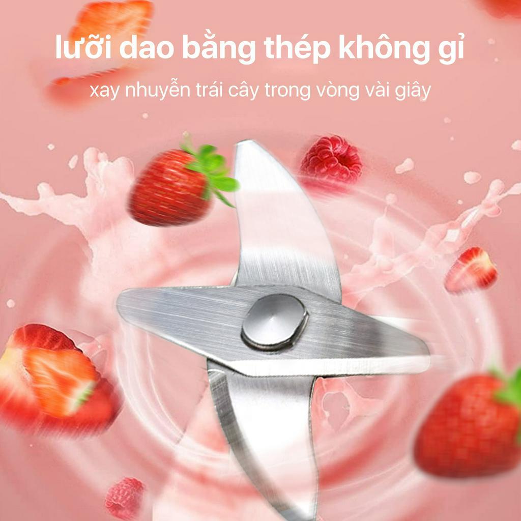 Máy say sinh tố cầm tay ZOLELE Zi102 dao 4 lưỡi 400ml Sử dụng pin sạc