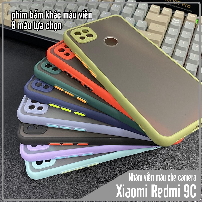 Ốp lưng cho Xiaomi Redmi 9C trong nhám viền màu che camera