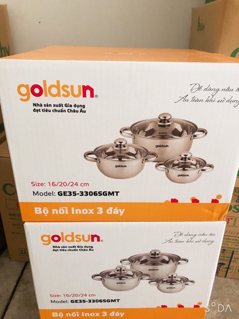 Bộ nồi inox 3 đáy đun từ Goldsun GE35-3306SGMT